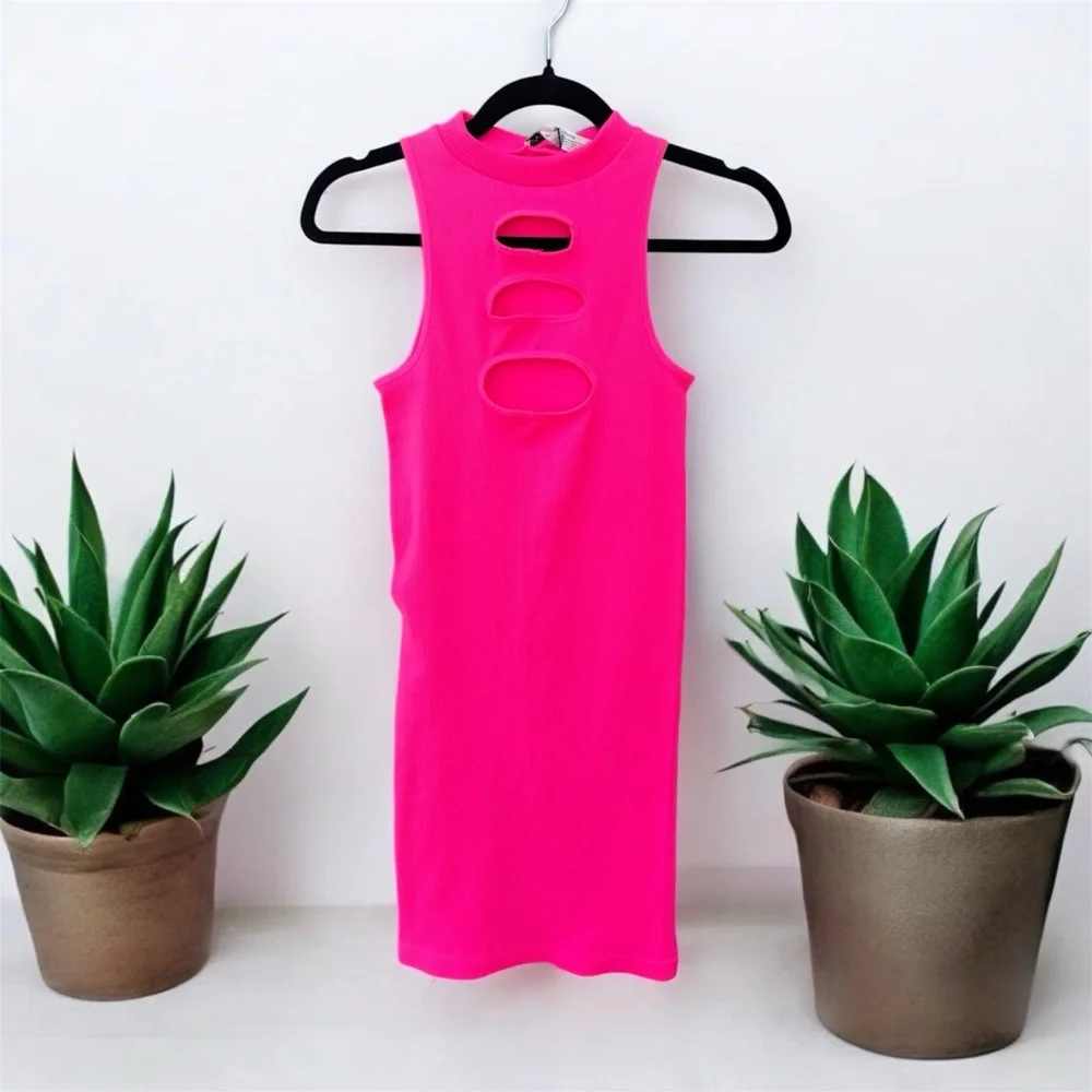 Fashion Nova NWT Hot Pink Analise Ribbed Dress S/M